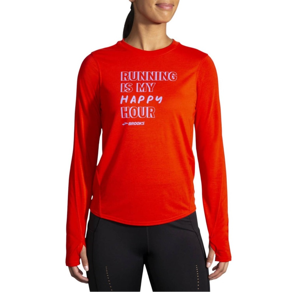 Brooks Women's Distance Red Long Sleeve Running is my Happy Hour